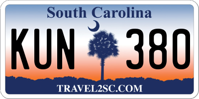 SC license plate KUN380
