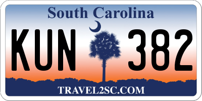 SC license plate KUN382