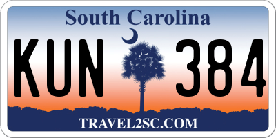 SC license plate KUN384