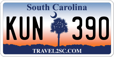 SC license plate KUN390