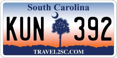 SC license plate KUN392