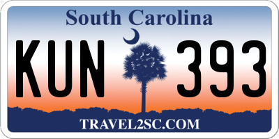 SC license plate KUN393