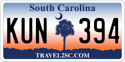SC license plate KUN394