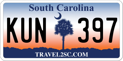 SC license plate KUN397