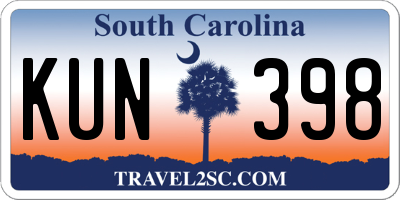 SC license plate KUN398