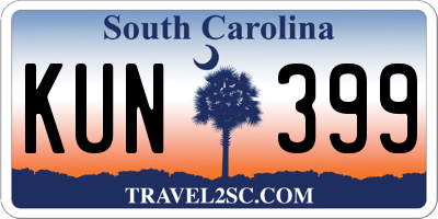 SC license plate KUN399