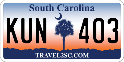 SC license plate KUN403