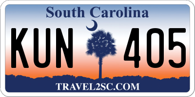 SC license plate KUN405