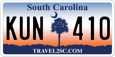 SC license plate KUN410