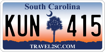 SC license plate KUN415