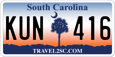 SC license plate KUN416