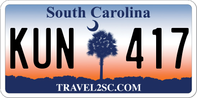 SC license plate KUN417