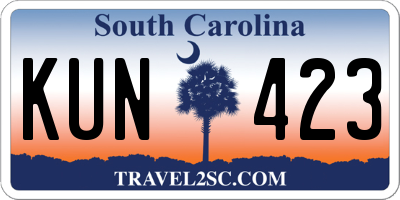 SC license plate KUN423