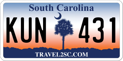 SC license plate KUN431