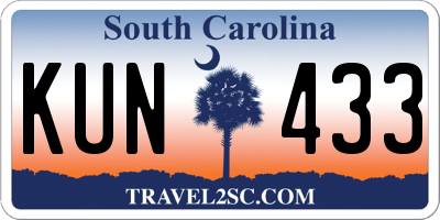 SC license plate KUN433