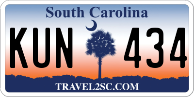 SC license plate KUN434