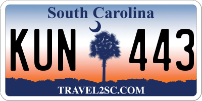 SC license plate KUN443