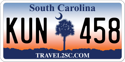 SC license plate KUN458