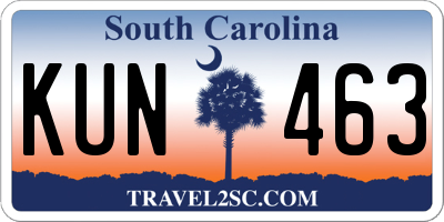 SC license plate KUN463