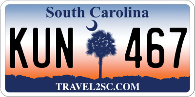 SC license plate KUN467