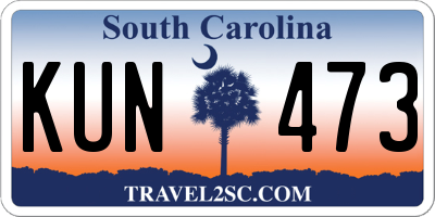 SC license plate KUN473