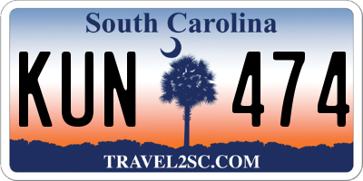 SC license plate KUN474