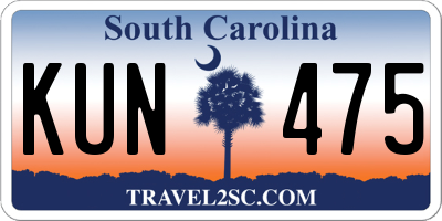 SC license plate KUN475