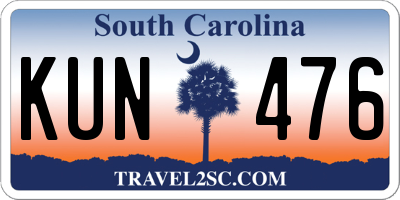 SC license plate KUN476