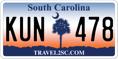 SC license plate KUN478