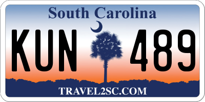 SC license plate KUN489
