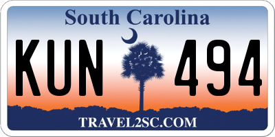 SC license plate KUN494
