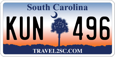 SC license plate KUN496
