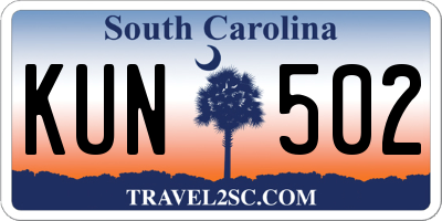 SC license plate KUN502