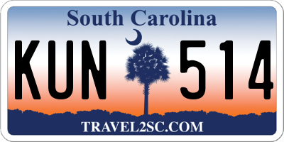 SC license plate KUN514