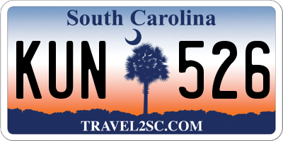 SC license plate KUN526