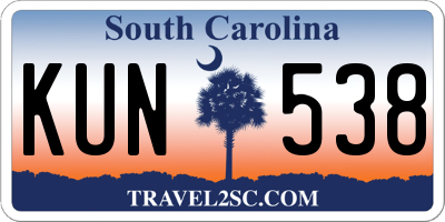 SC license plate KUN538
