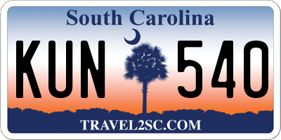 SC license plate KUN540