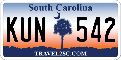 SC license plate KUN542