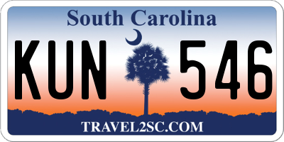 SC license plate KUN546