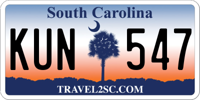 SC license plate KUN547