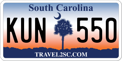SC license plate KUN550