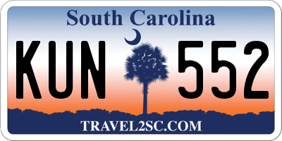SC license plate KUN552