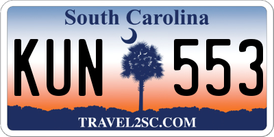 SC license plate KUN553