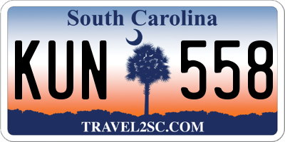 SC license plate KUN558