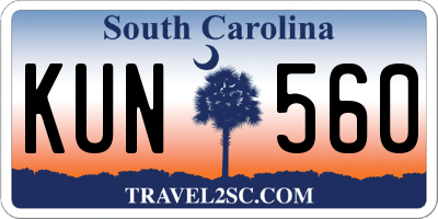 SC license plate KUN560