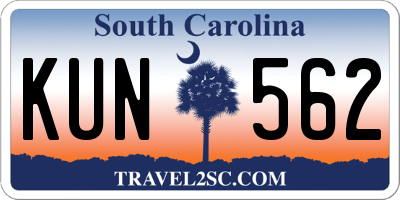 SC license plate KUN562