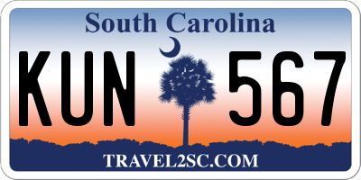 SC license plate KUN567
