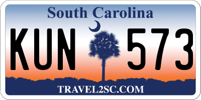 SC license plate KUN573