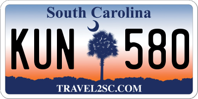 SC license plate KUN580