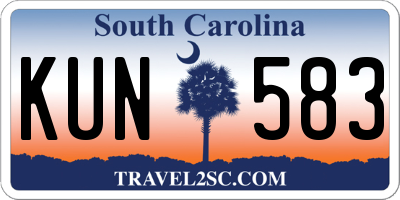 SC license plate KUN583